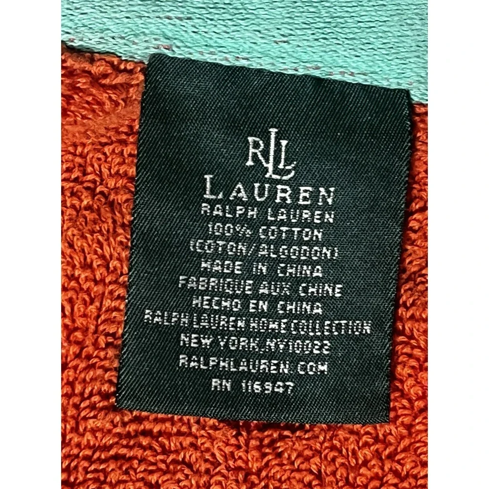 Vintage Ralph Lauren Beach Towel Striped Cotton‎ 62x36 Red Green Embroidered